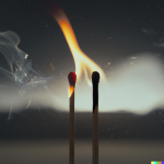 Two matches on fire in a dustorm